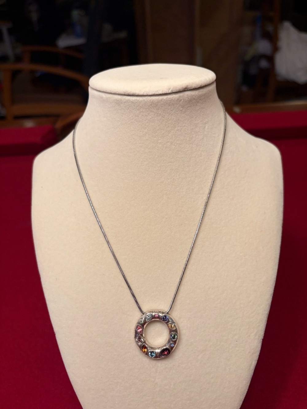 Brighton Ayu Rainbow Multicolor Crystal Circle Pendant Necklace Retired